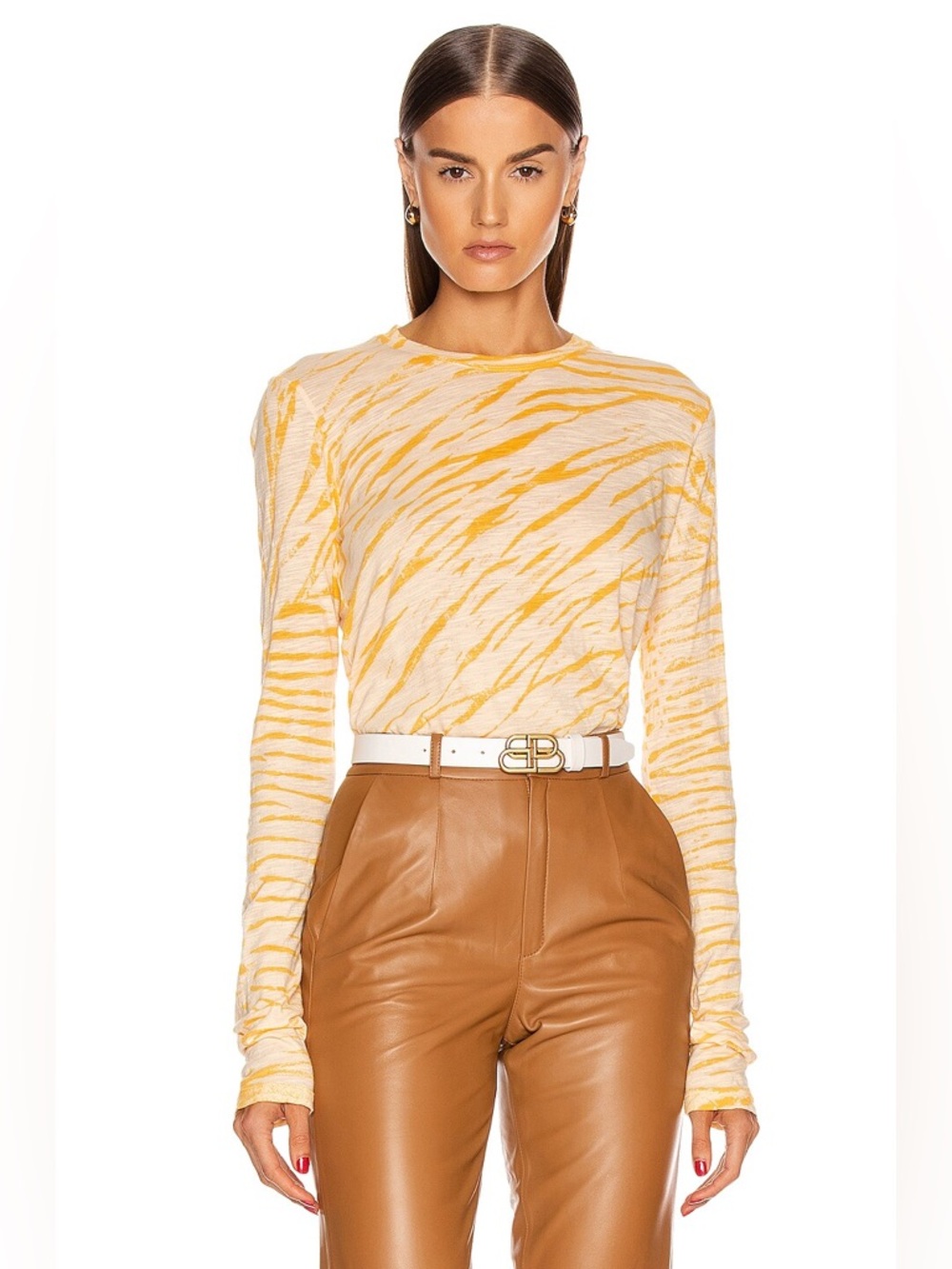 NWT Proenza Schouler Long Sleeve Orange Tie Dye Tee Size Large 100% cotton